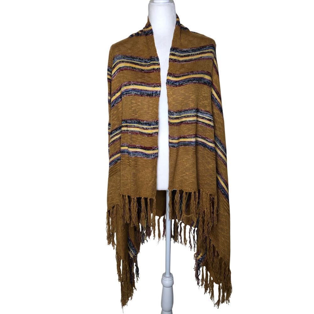 NWT Jodifl Fringe Pancho Open Front Cardigan Boho Bohemian Retro Size: S/M